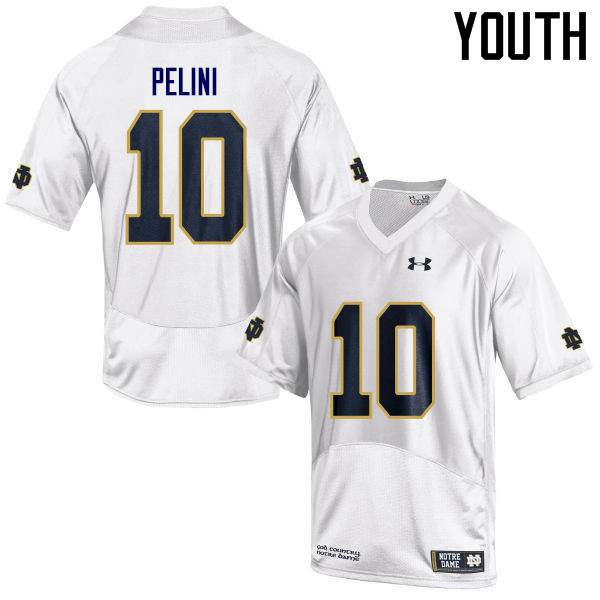 Youth NCAA Notre Dame Fighting Irish #10 Patrick Pelini Stitched College Under Armour Authentic White Football Jersey TE10W46VT